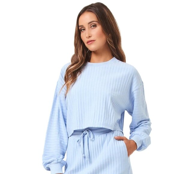 LSpace Casual Minimalist Everyday Workout Sporty Half Court Pullover Mist Blue M - Picture 1 of 4